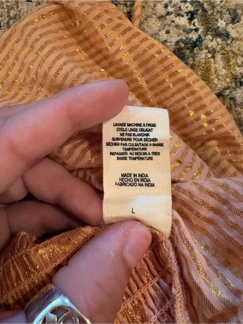 Jen's Pirate Booty Peachy Gold Shimmer Smocked Top - Picture 7 of 7